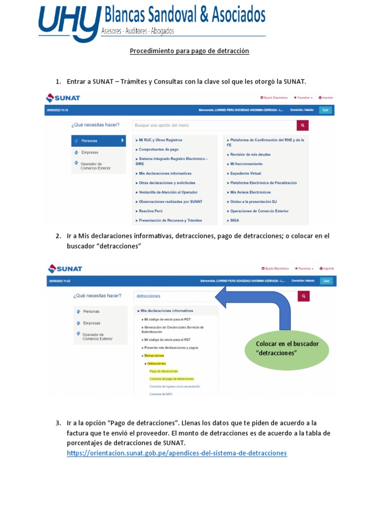 Guía para Pago de Detracciones SUNAT | PDF | Finanzas y dinero