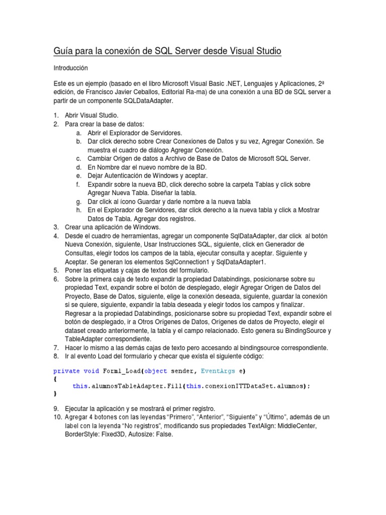 Guia para La Conexion de SQL Server Desd | PDF | Servidor SQL de ...