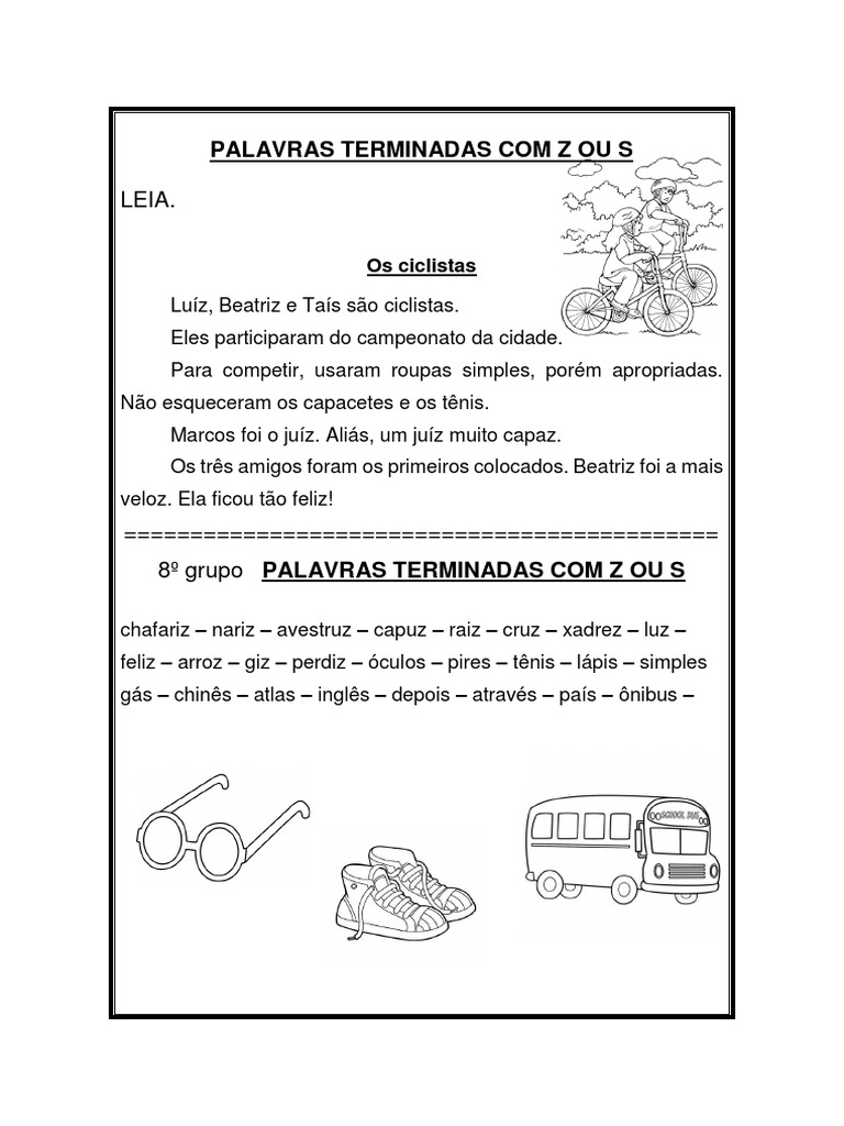 8 Grupo ORTOGRÁFICO PALAVRAS COM Z Ou S | PDF