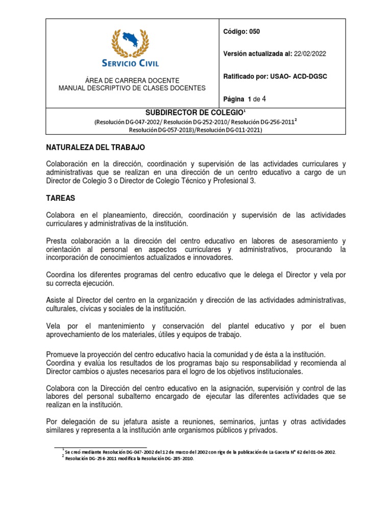 Subdirector de Colegio | PDF | Maestros | Enseñando