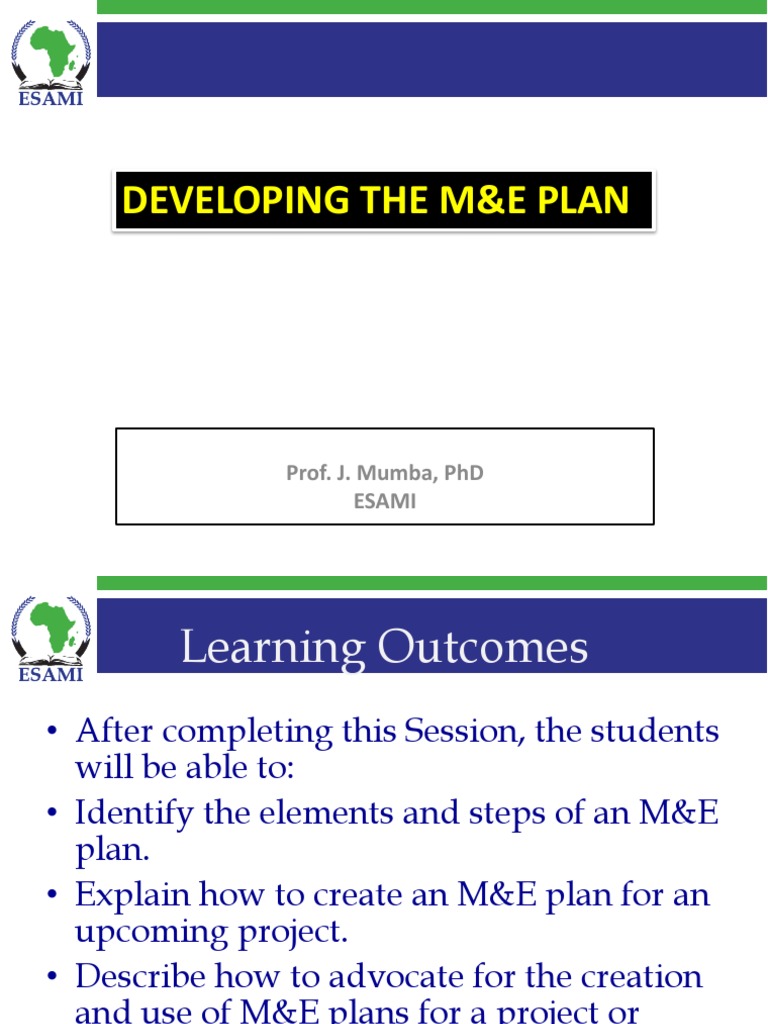 Developing an M&E Work Plan | PDF | Evaluation