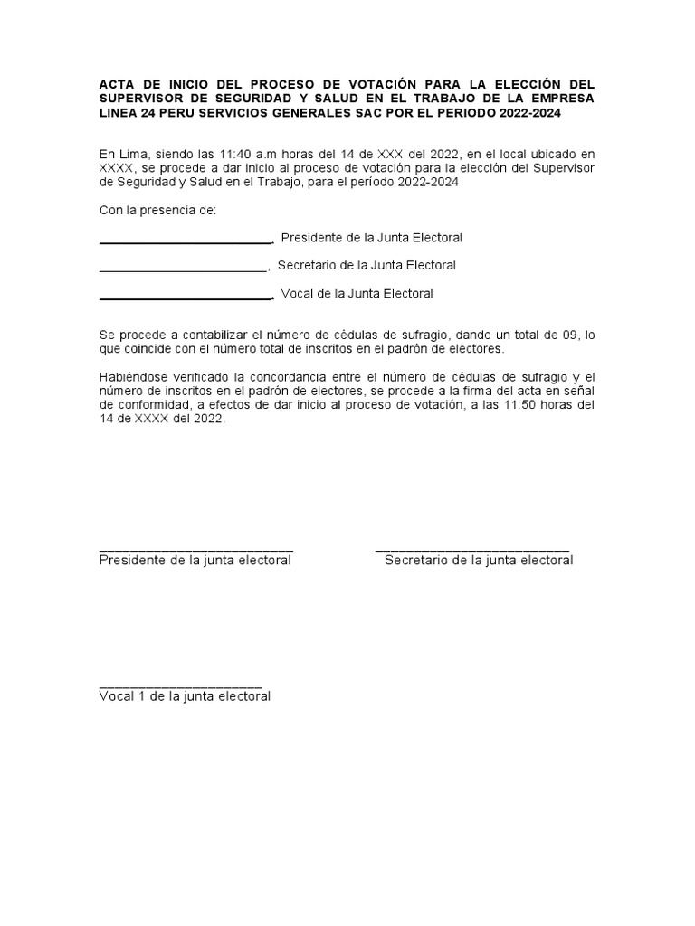Acta Inicio Del Proceso de Elección | PDF