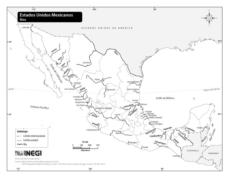 Mapa de Mexico Rios Blanco y Negro | PDF