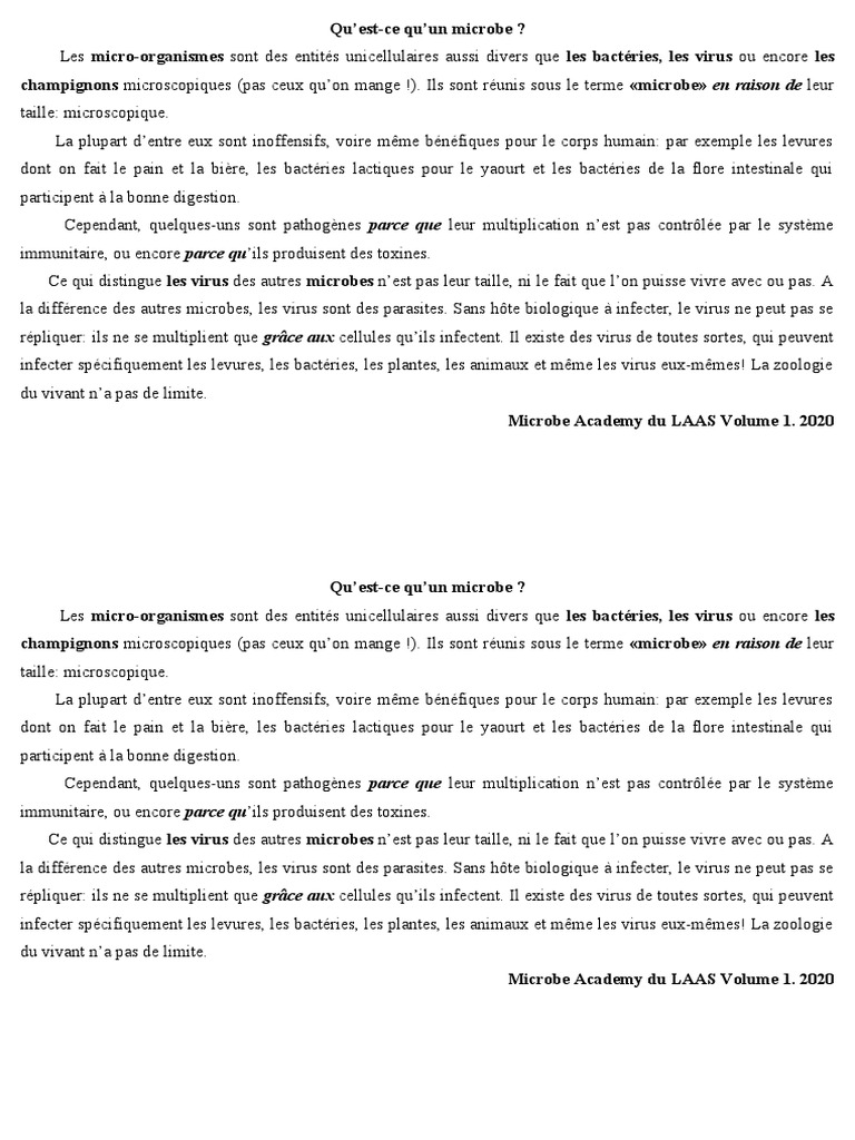 Texte Explicatif | PDF | Micro-organisme | Virus