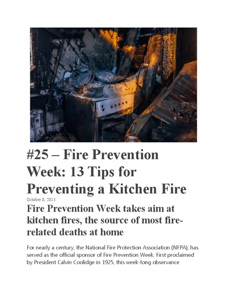 Fire Prevention Week 13 Tips For Preventing A Kitchen Fire PDF