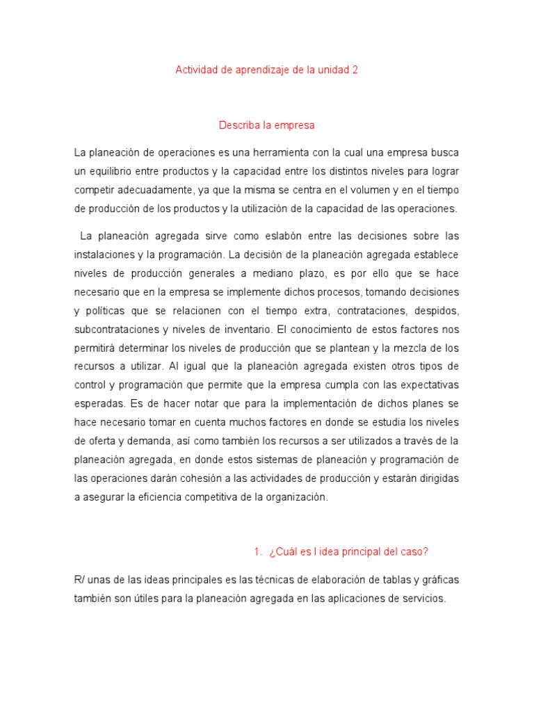 Actividad de Aprendizaje de La Unidad 3 | PDF | Planificación | Presupuesto
