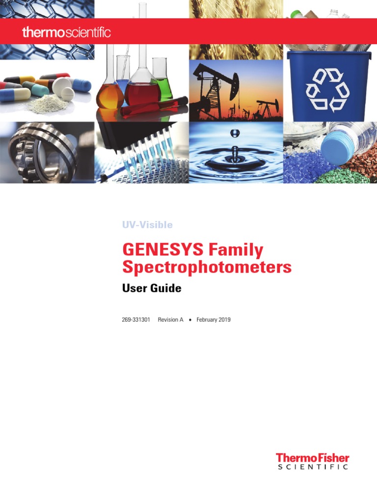 ThermoFisher Genesys Family Uv Visible Spectrophotometers User Guide 269 331300 PDF