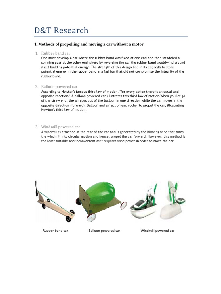 Methods of Propelling and Moving A Car Without A Motor: Rubber Band Car ...