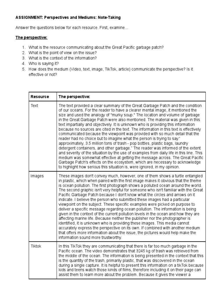 Perspectives and Mediums & Paragraph | PDF | Narration | Information