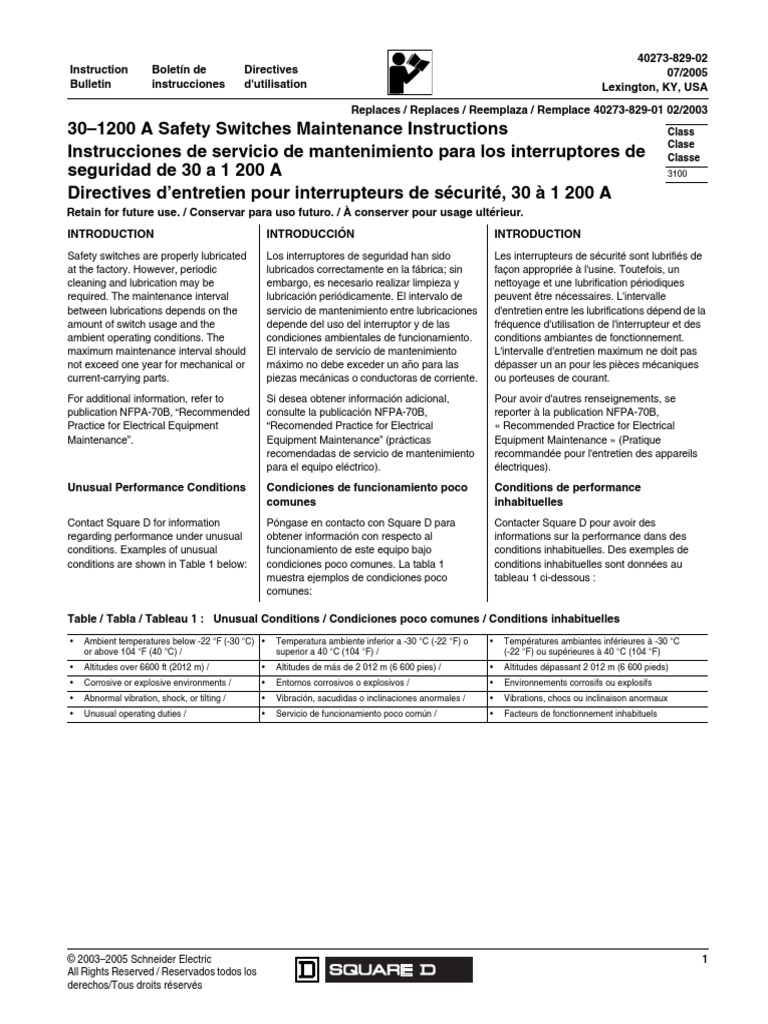 SD Safety Switch Maintenance | PDF | Mécanique newtonienne | Grandeur ...