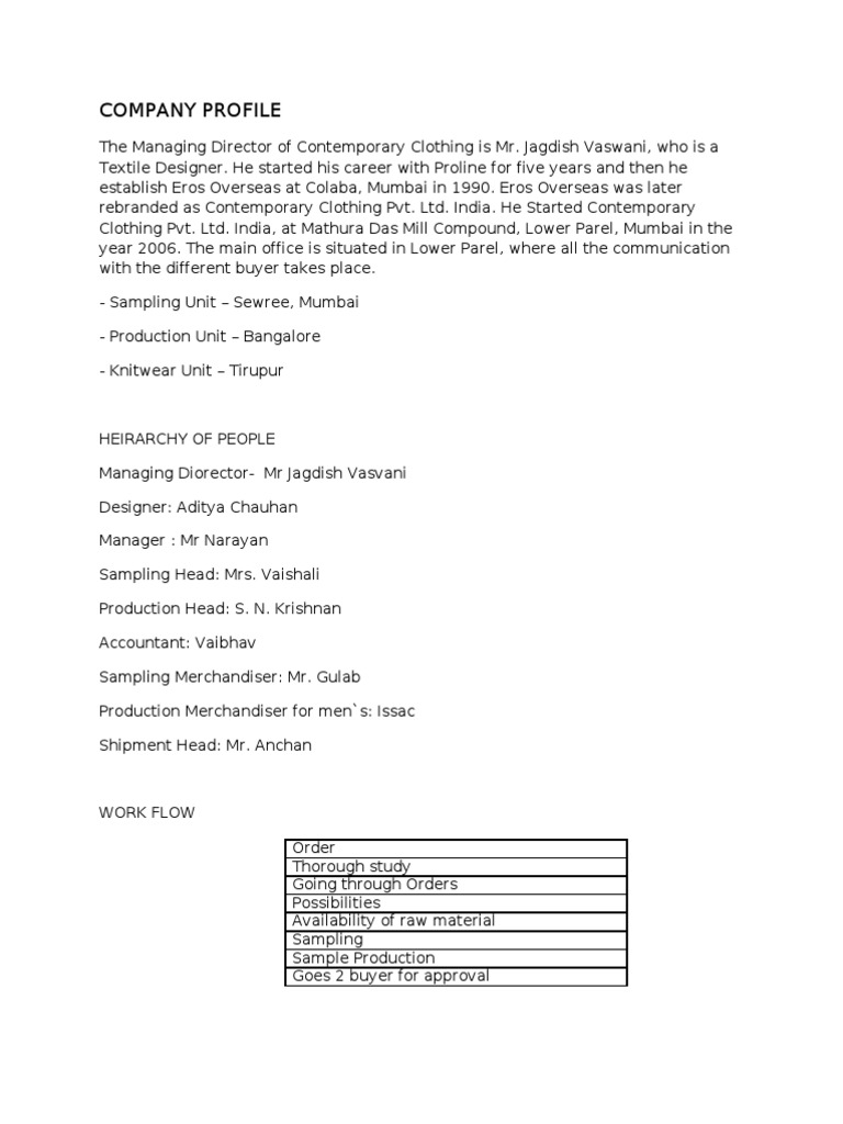 Company Profile PDF Clothing Industries