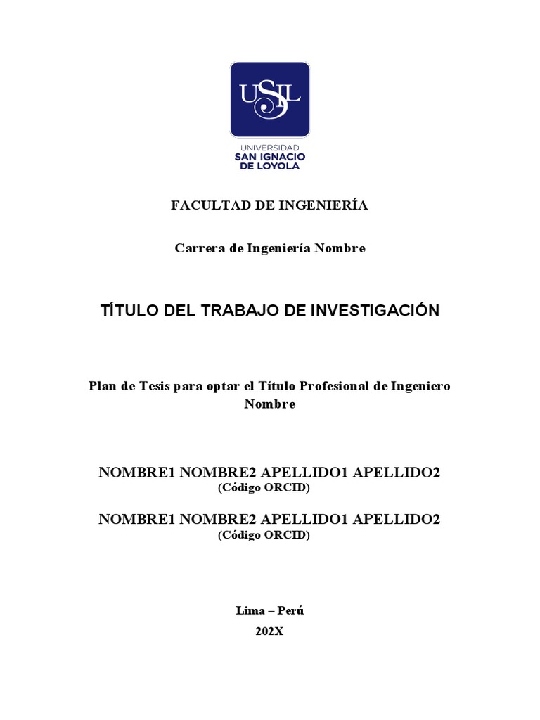 Plan de Tesis para Ingeniería USIL | PDF | Experimentar | Presupuesto
