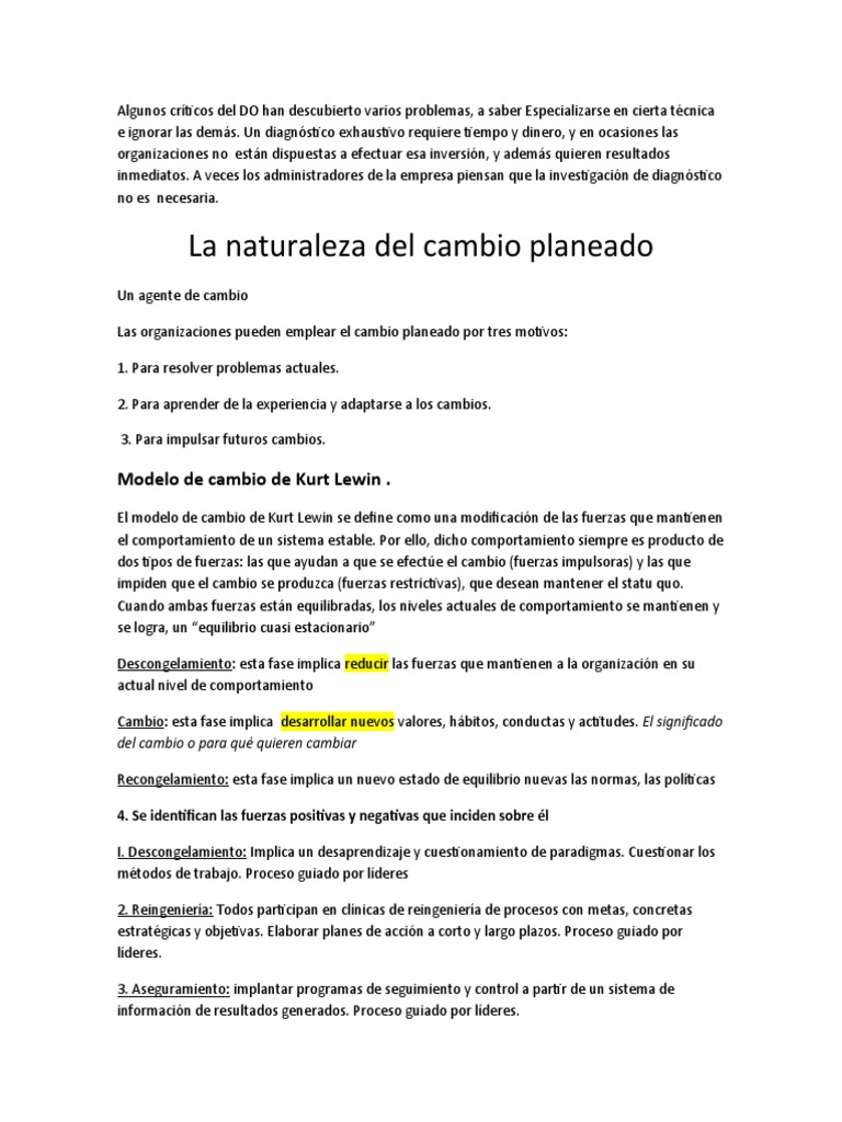 La Naturaleza Del Cambio Planeado | PDF | Planificación | Comportamiento