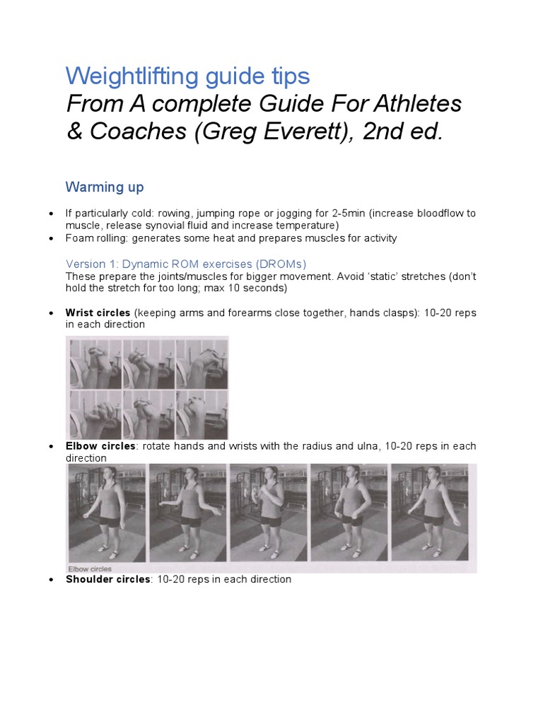 Warming Up Tips From Weightlifting Guide | PDF | Limbs (Anatomy ...