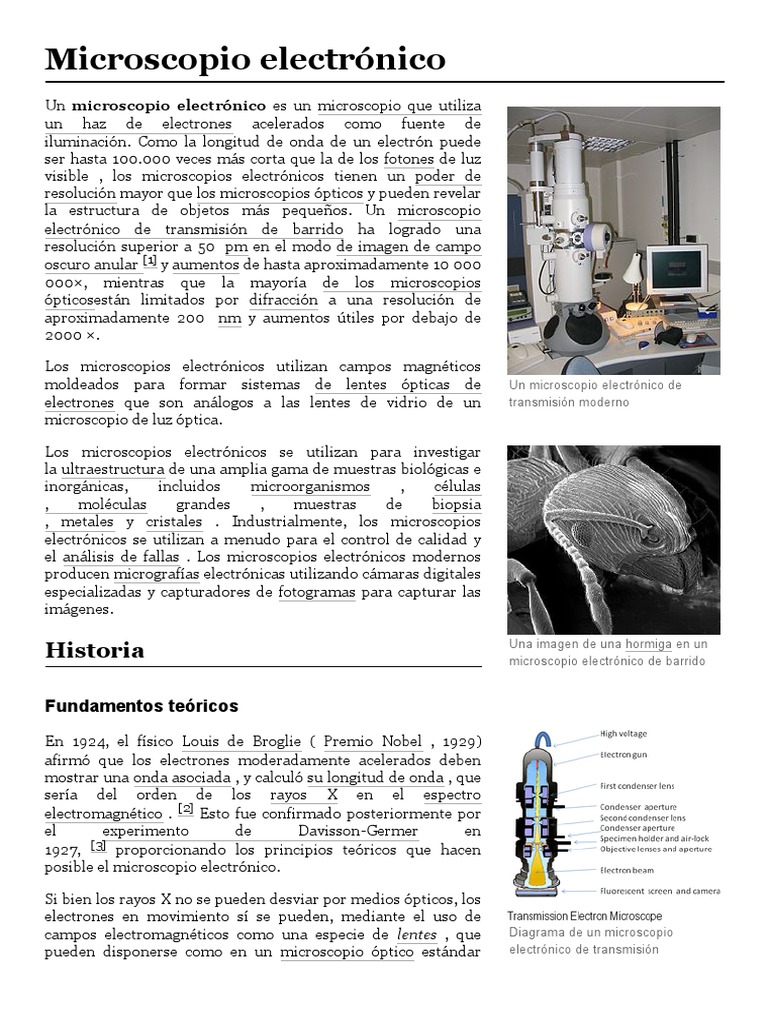 Microscopio Electrónico Pdf Microscopio Electrónico Electromagnetismo