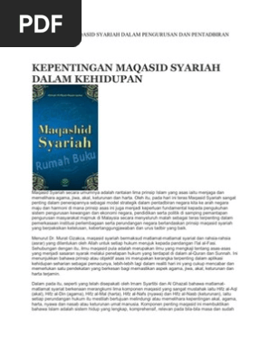 Kepentingan Maqasid Syariah Dalam Pen Gurus An Dan Ran Islam Pdf
