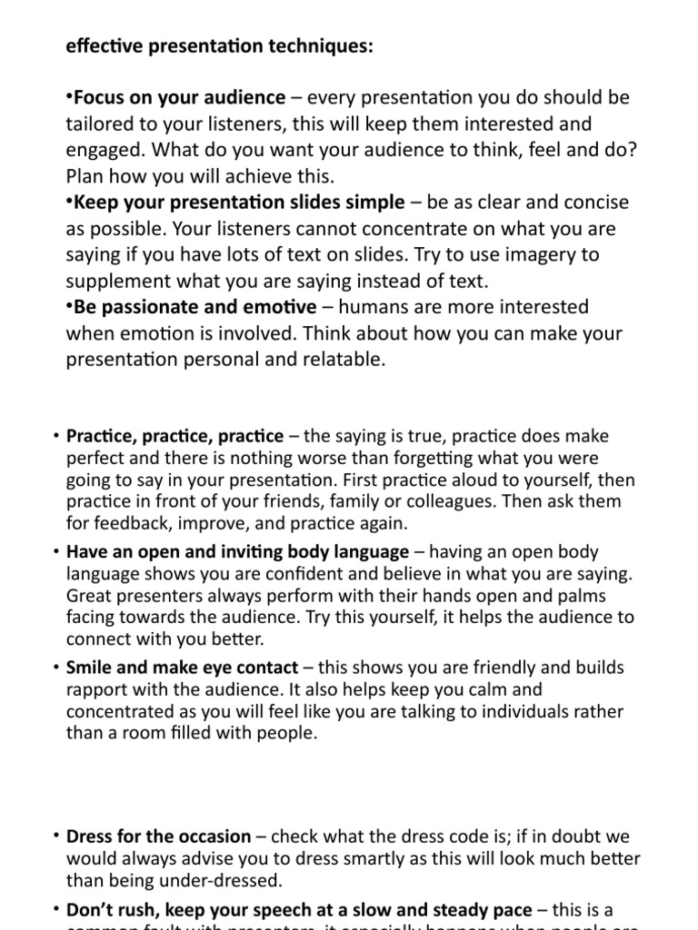Effective Presentation Techniques Guide | PDF