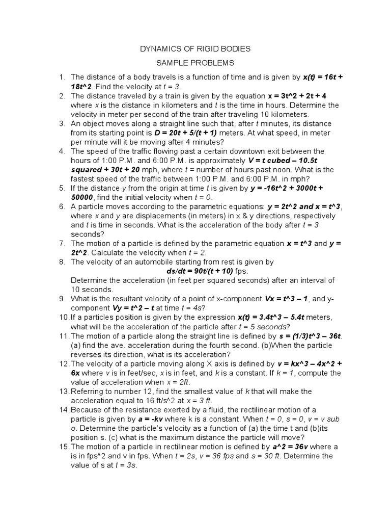Rigid Body Motion Sample Problems | PDF | Velocity | Acceleration