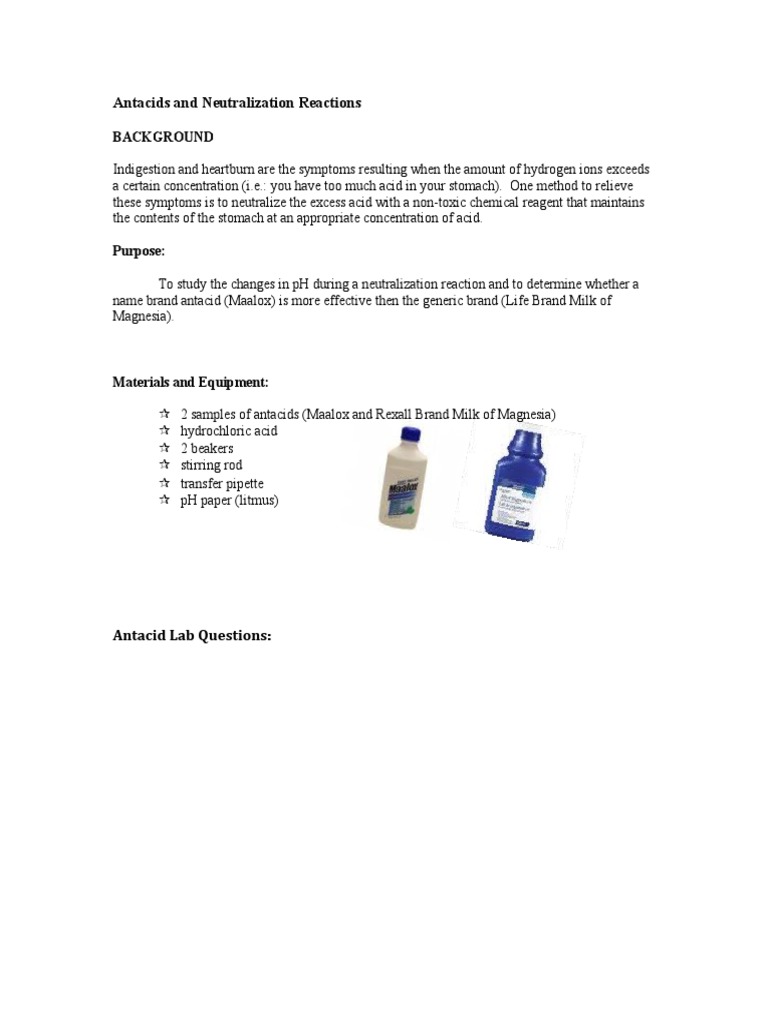 Antacids and Neutralization Reactions Lab 2014 No Ques PDF