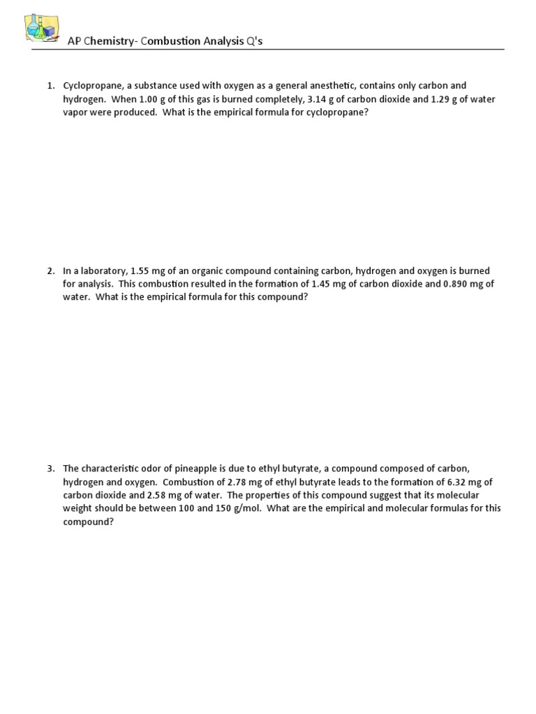 AP Combustion Analysis Q's With Key PDF