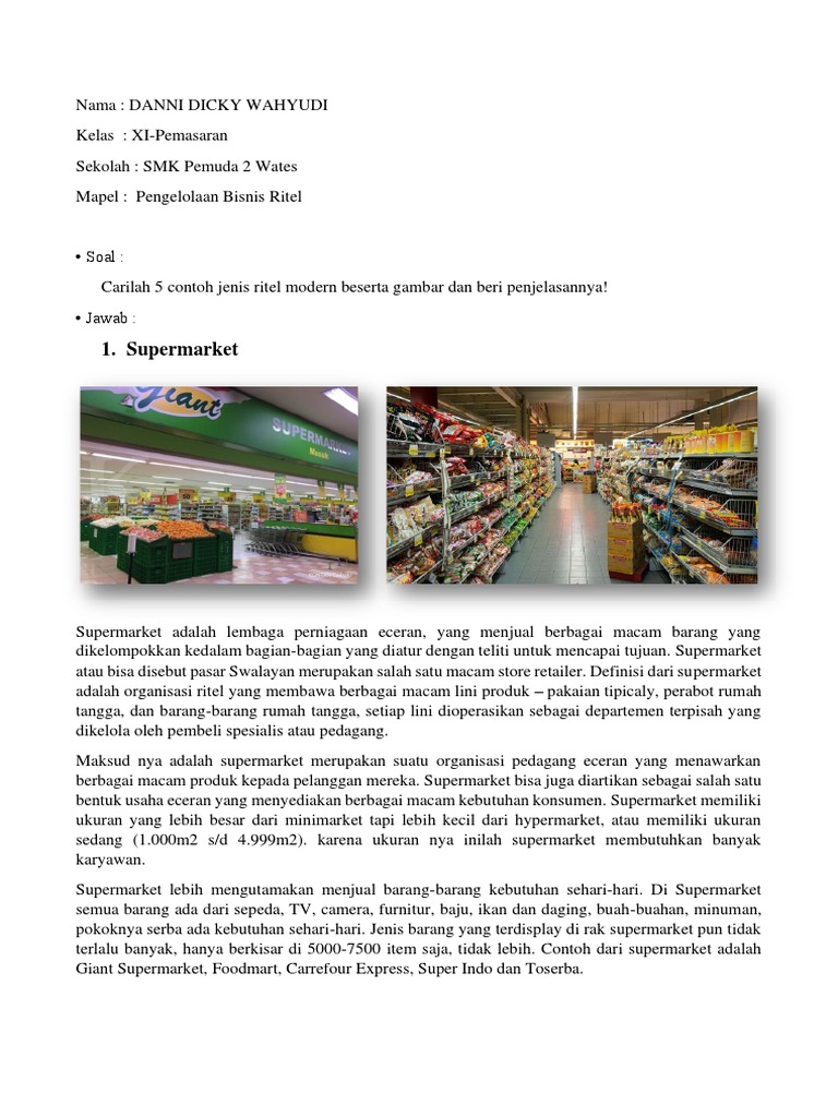Contoh Jenis Ritel Modern dan Penjelasannya | PDF