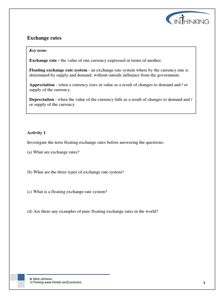 Floating Exchange Rates | PDF | Exchange Rate | Currency Appreciation
