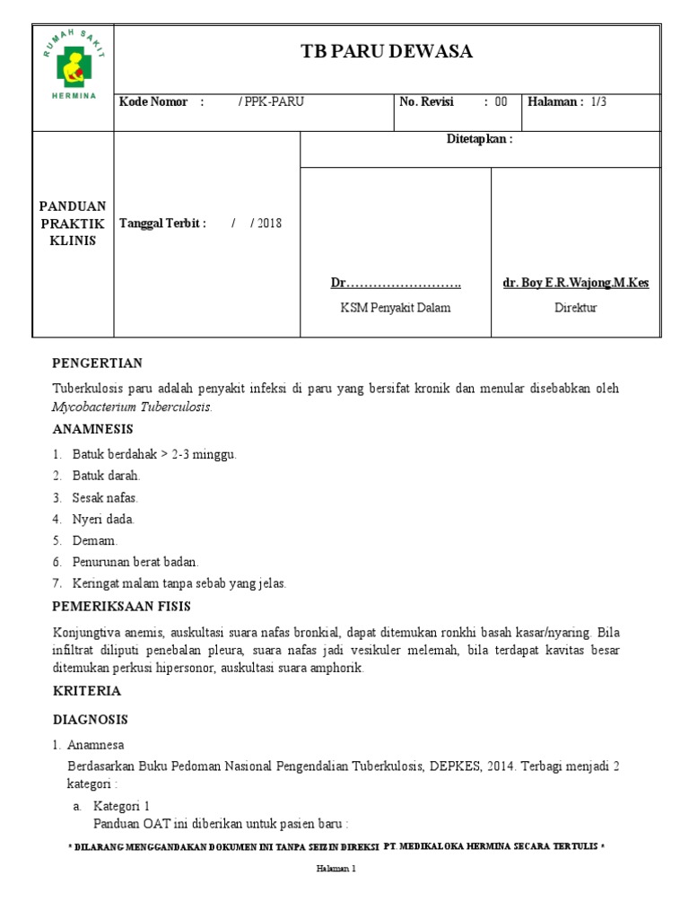 Panduan Diagnosis dan Tatalaksana TB Paru | PDF | Sains & Matematika