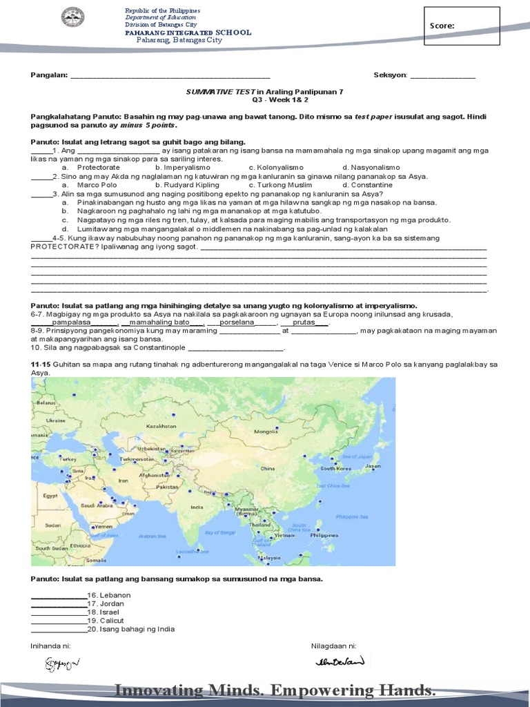 Q3 summative-test-AP - Week 1-2 | PDF