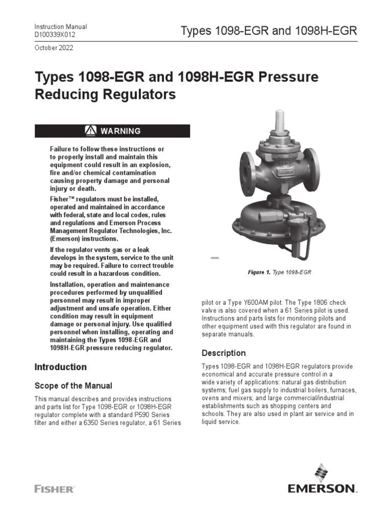 Manuals 1098 Egr 1098h Egr Pressure Reducing Regulators Instruction