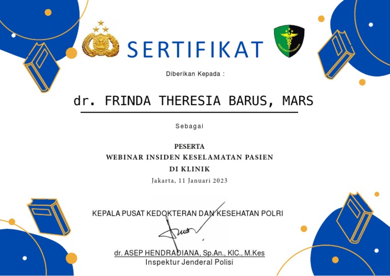 Sertifikat Ikp + TTD Dr. Frinda | PDF