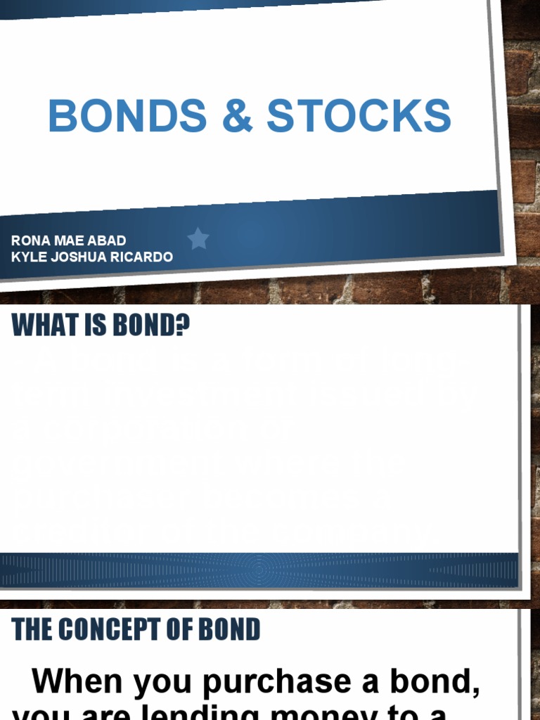 Stocks and Bonds PDF Bonds (Finance) Stocks