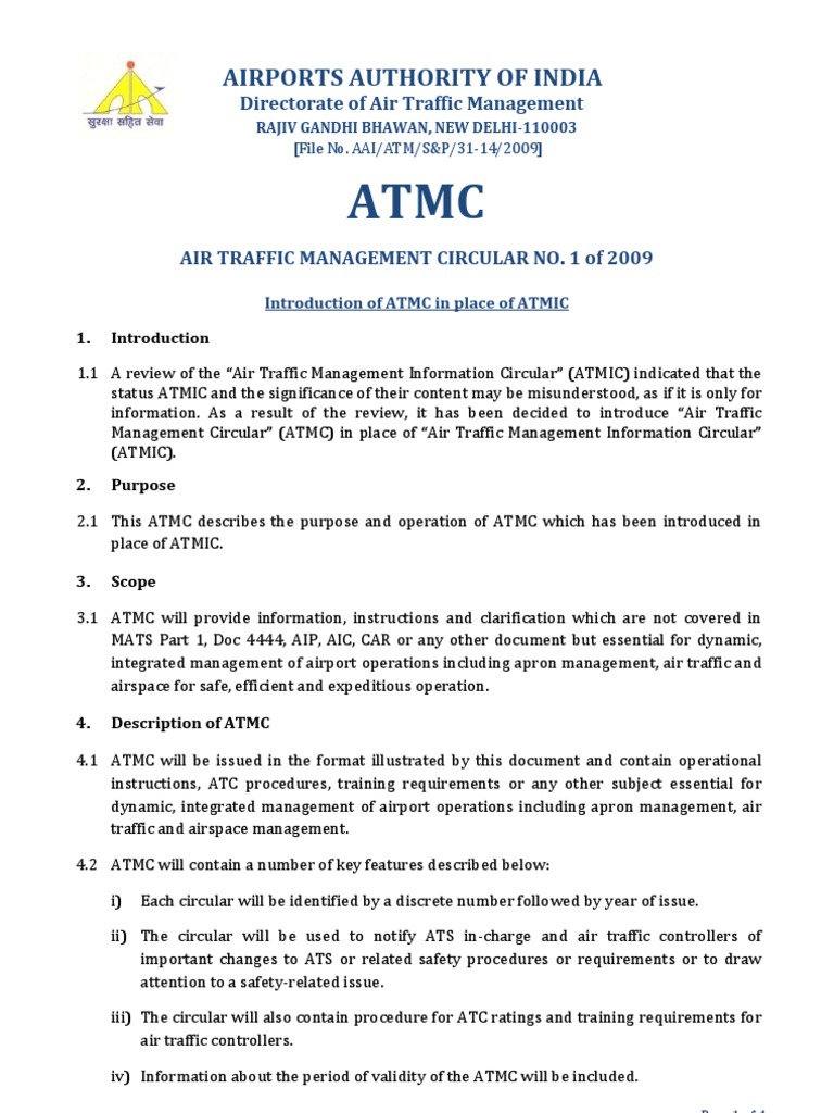 Air Traffic Management Circular 2009 | PDF | Air Traffic Control ...