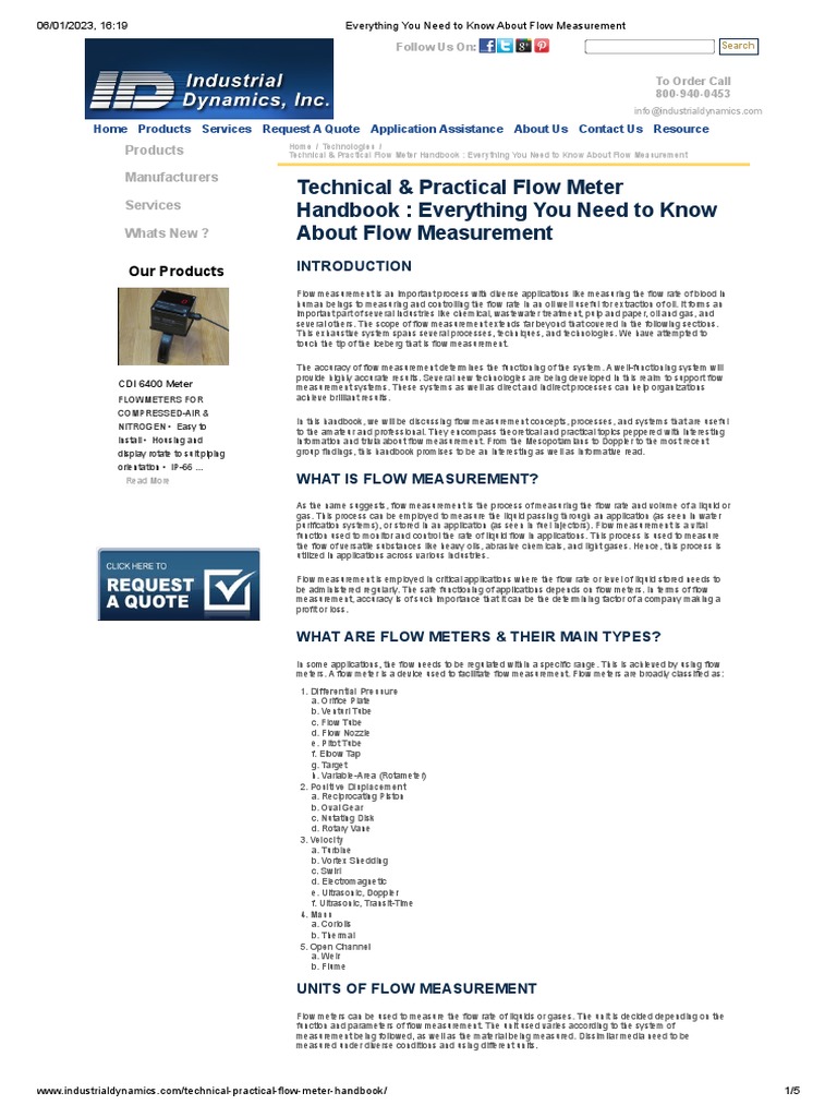 Everything You Need To Know About Flow Measurement PDF Flow