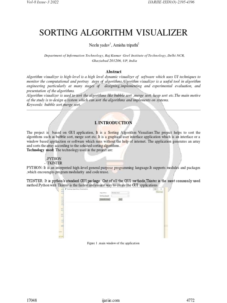 Sorting Algorithm Visualizer Ijariie17048 | PDF | Graphical User ...