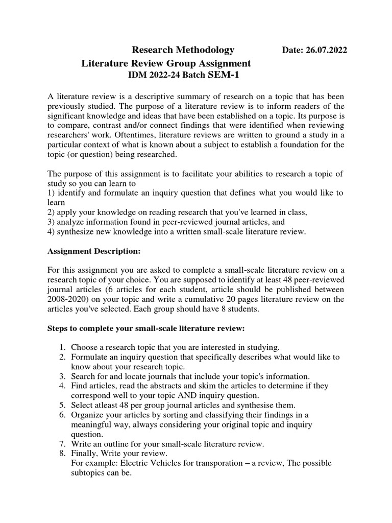 Literature Review Assignment | PDF | Literature Review | Knowledge