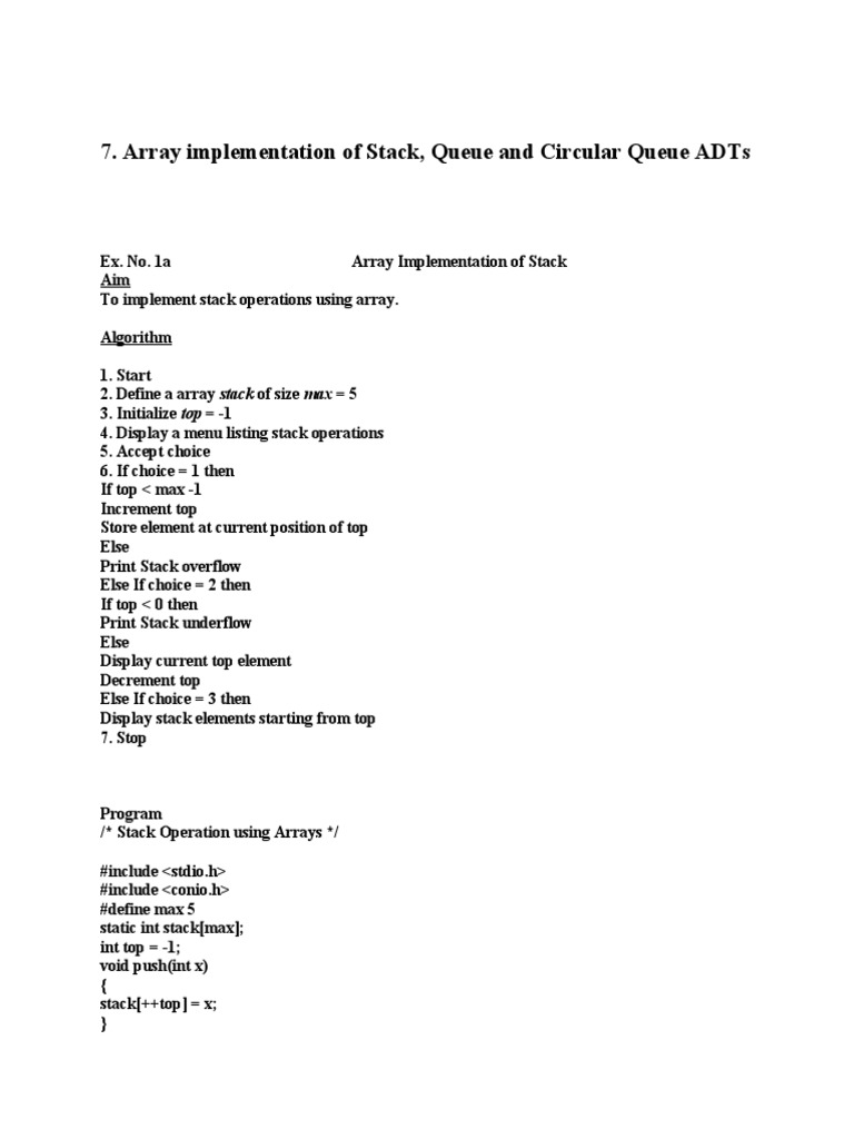 EX7 | PDF | Queue (Abstract Data Type) | Algorithms And Data Structures
