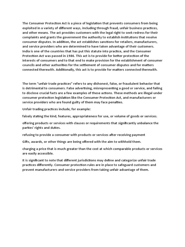 An overview of consumer rights and protections under the consumer