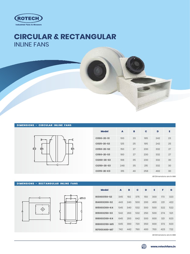 Inline Fan Dimensions & Specs | PDF | Manufactured Goods | Electrical ...