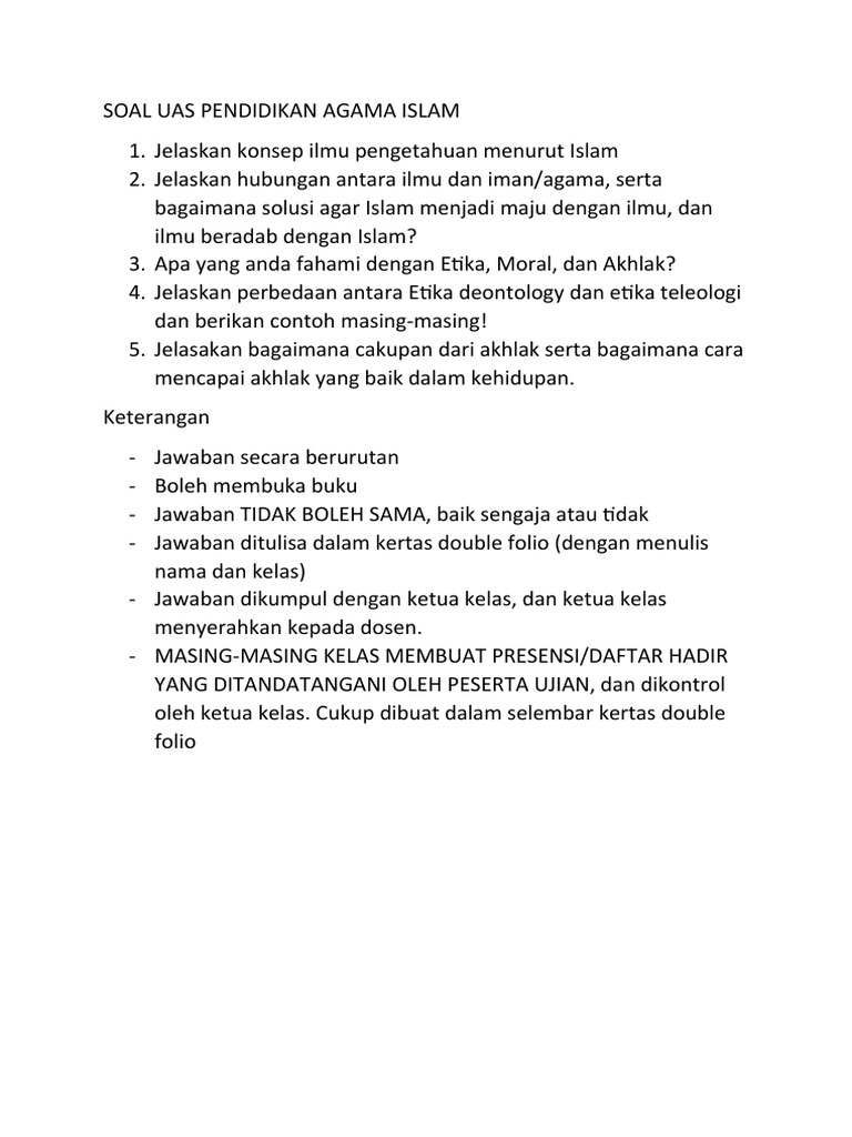 Persiapan Ujian Akhir Semester: Contoh Soal UAS Pendidikan Agama Islam Kelas 11 Semester 2
