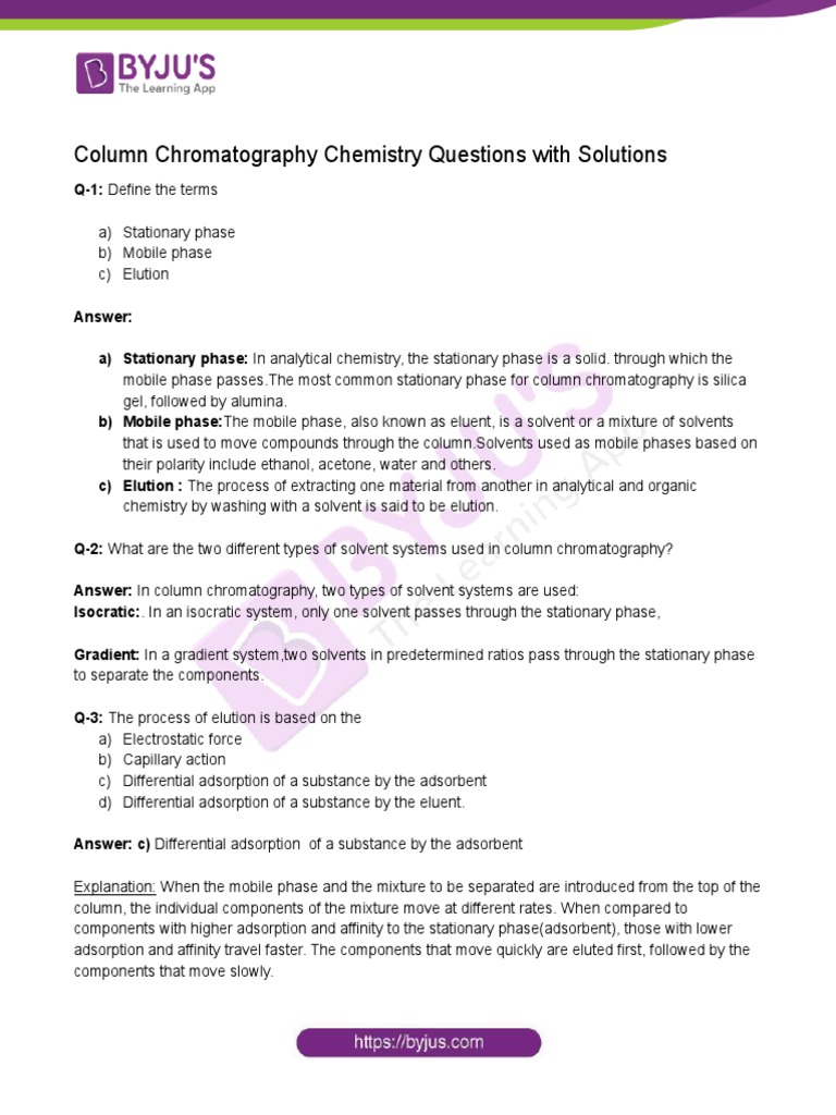 Column Chromatography Q&A Guide | PDF | Chromatography | Elution
