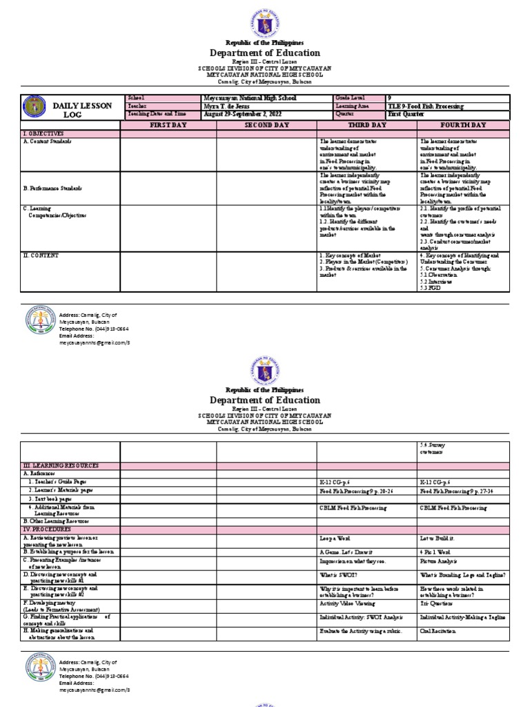 DLLFood Fish Processing 9Q1W2 PDF Learning Cognitive Science