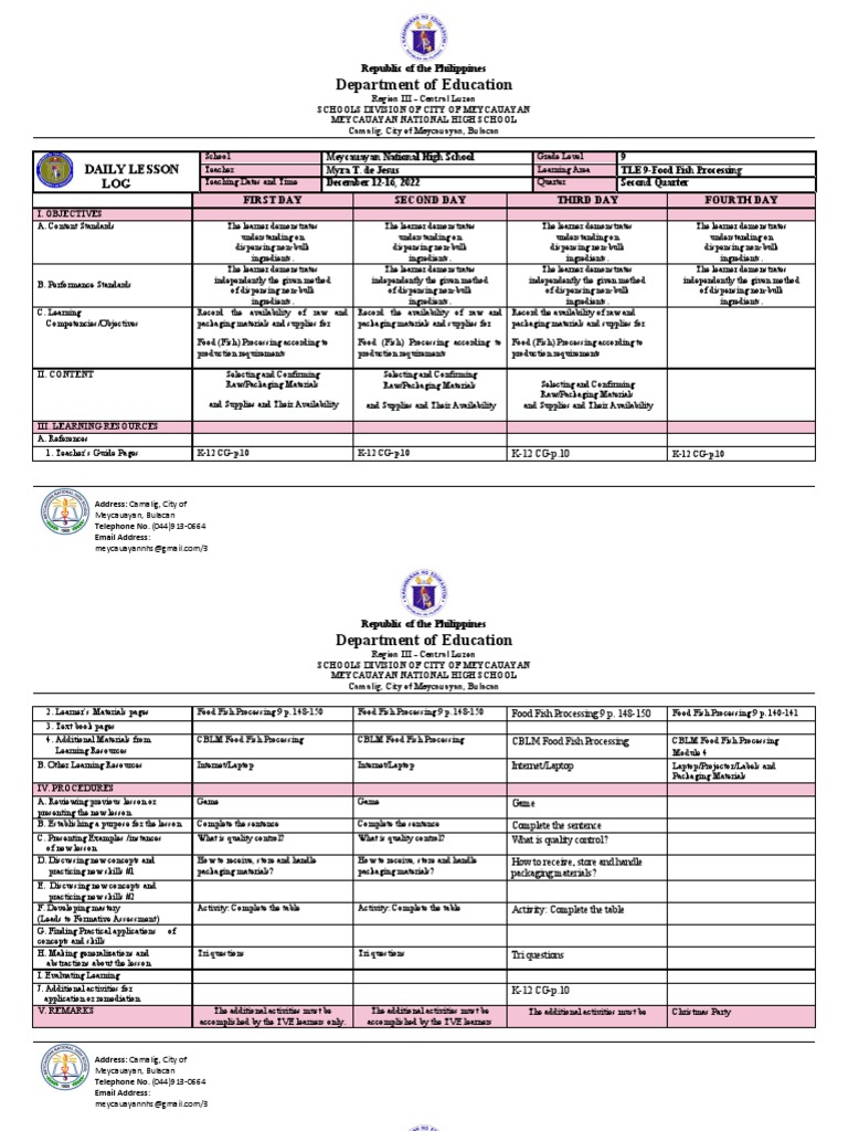 DLLFood Fish Processing 9Q2W6 PDF Cognitive Science Communication