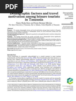 Demographic factors and travel