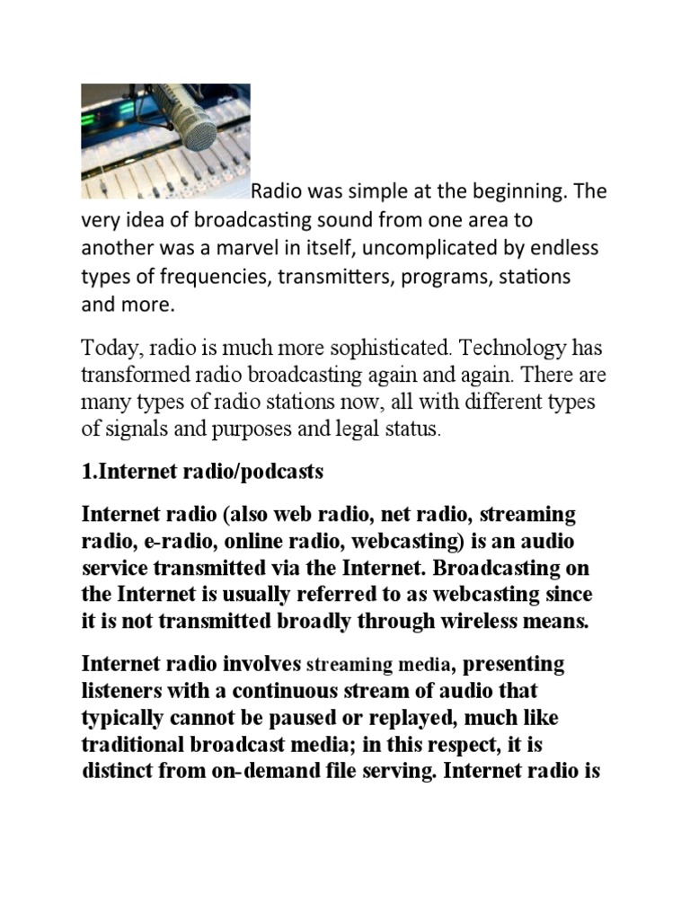 Different Types of Radio Station Topic 5 PDF Radio Mass Media