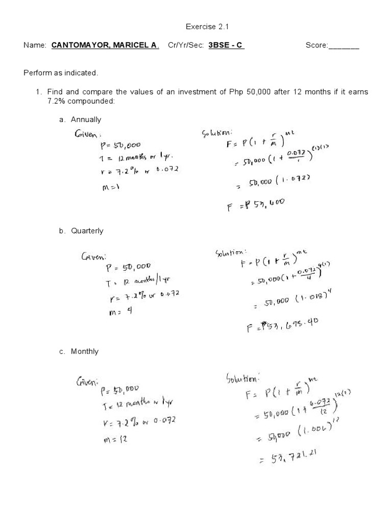 Investment Growth Calculations | PDF