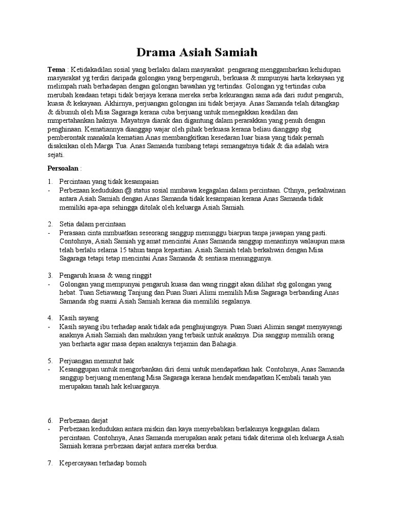 Ketidakadilan Sosial dalam Asiah Samiah | PDF