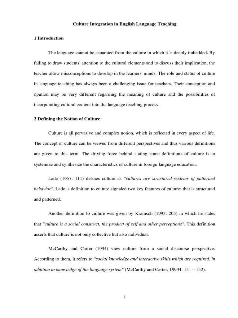 Culture Integration in Language Teaching | PDF | Learning | Language ...