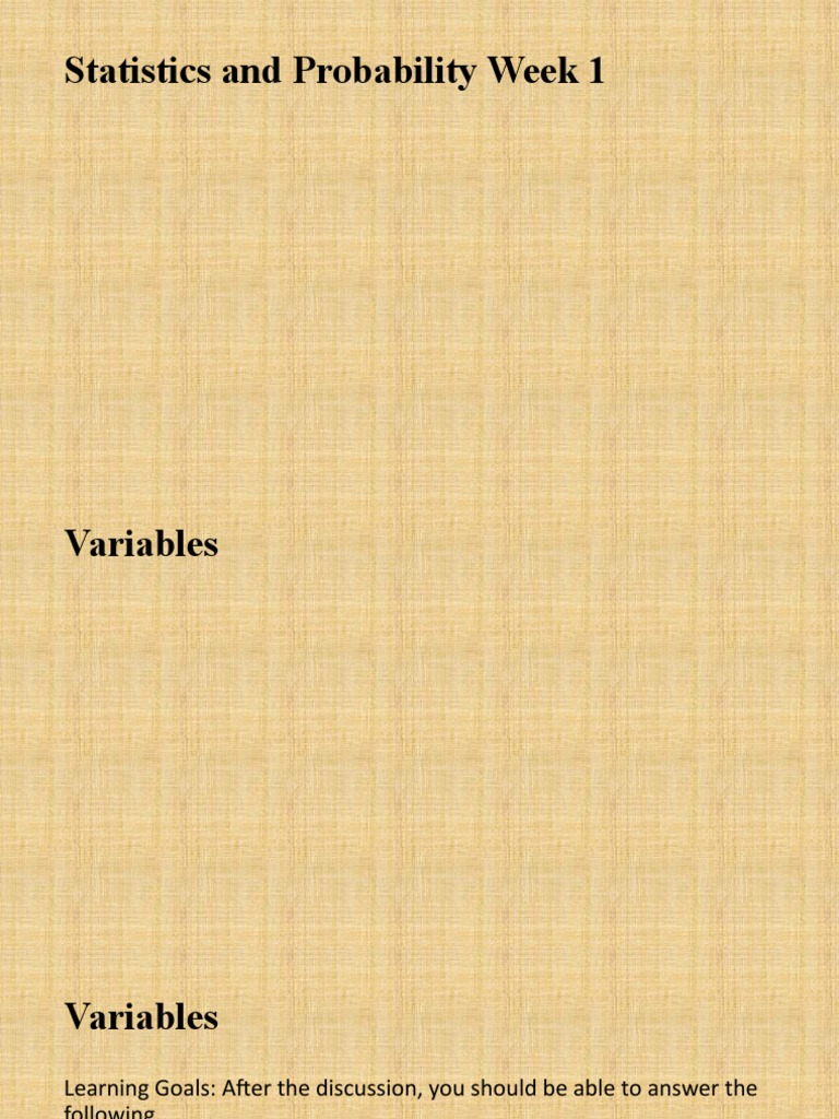Stat and Probability Week 1 | PDF | Random Variable | Dependent And ...