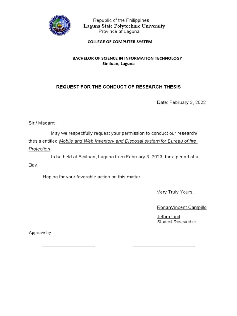 request letter for thesis defense