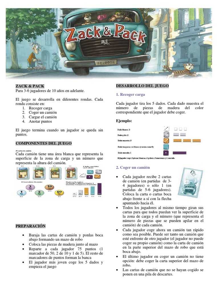 Zack & Pack Descargar gratis PDF Camión Juego de azar